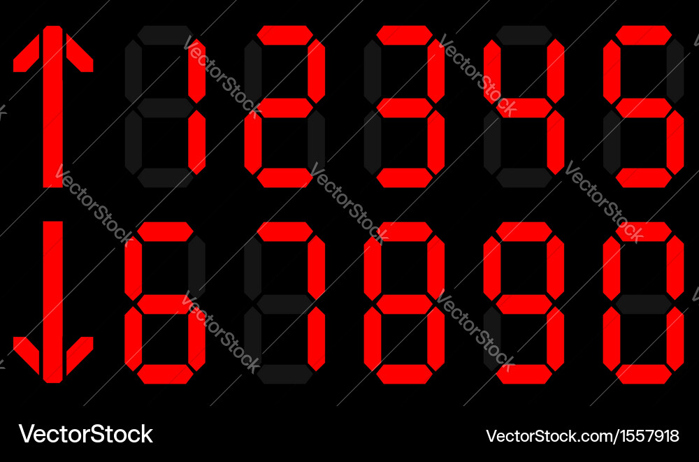 Led digits with arrows Vector Image