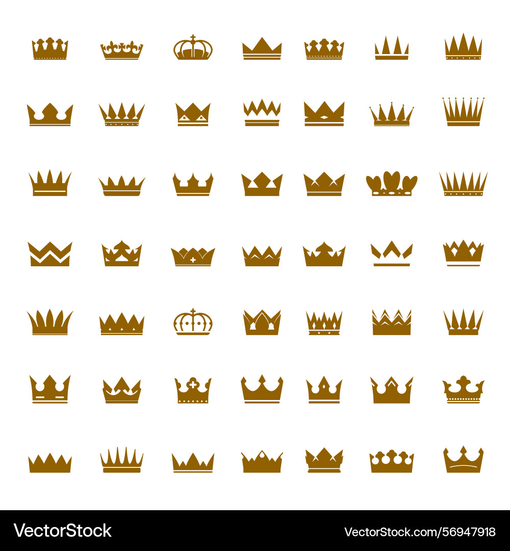 Set of golden crowns and icons Set of golden crowns and icons Vector Image