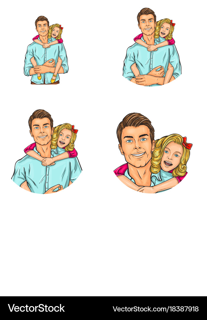 Set of pop art round avatar icon for users vector image
