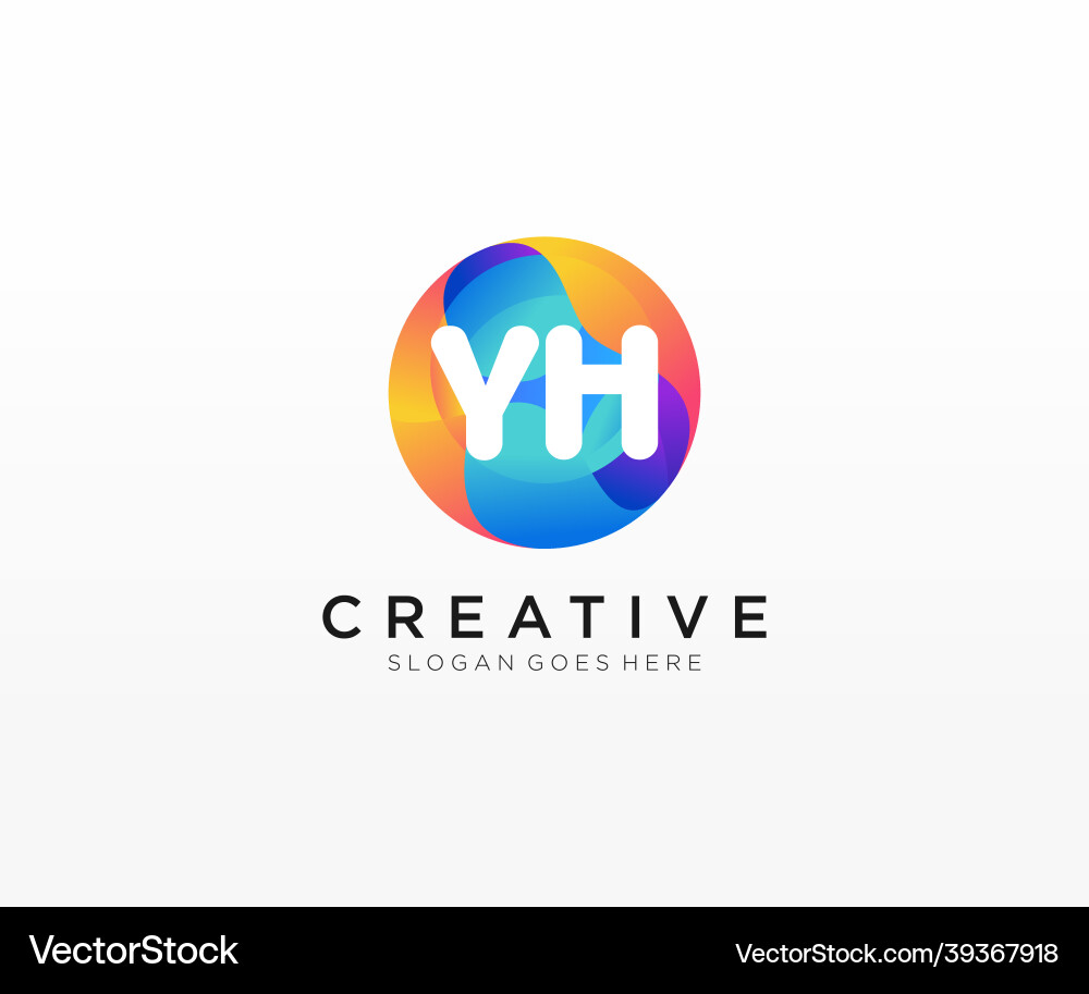 Yh initial logo with colorful circle template vector image