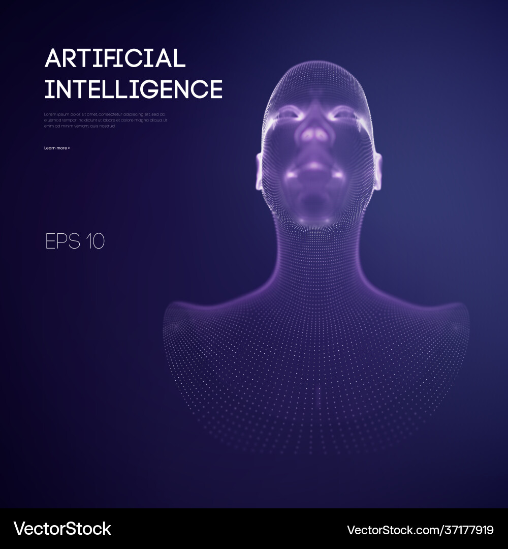 Artificial intelligence head city human Royalty Free Vector