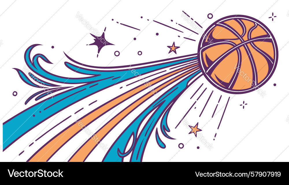Basketball with dynamic trailing streams sports Vector Image