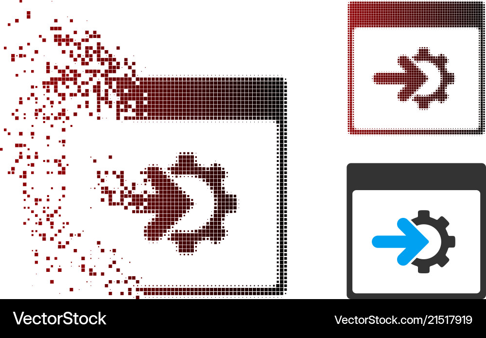 Dispersed pixel halftone cog integration calendar Dispersed pixel halftone cog integration calendar Vector Image