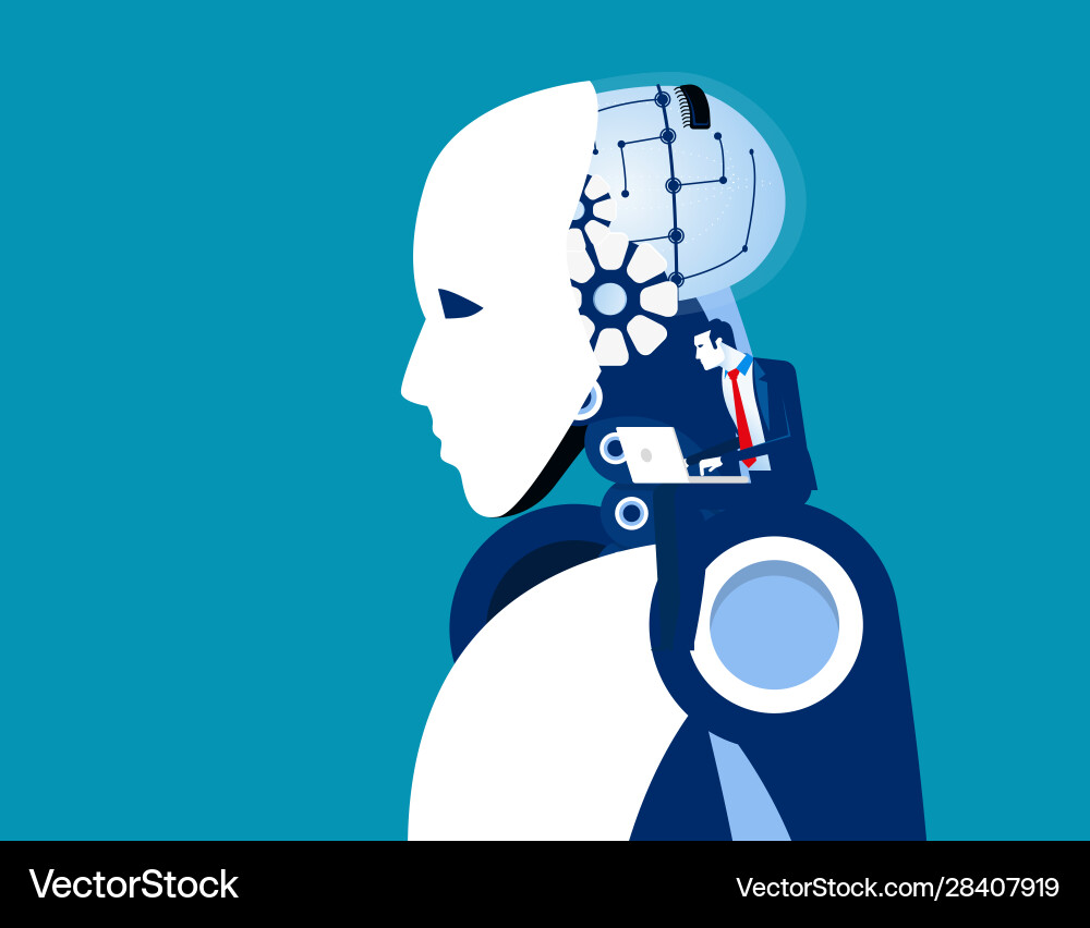 Engineer with artificial intelligence robot test Engineer with artificial intelligence robot test vector image