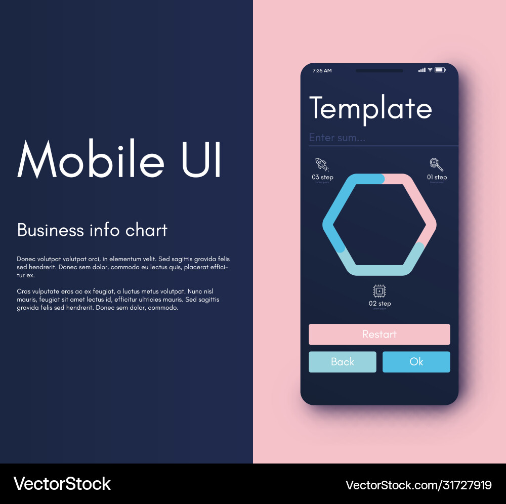 Mobile application interface ui design Vector Image