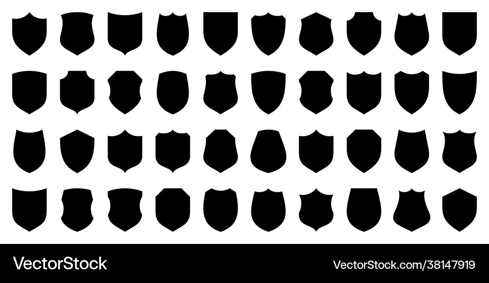Set various vintage shield icons black Set various vintage shield icons black vector image