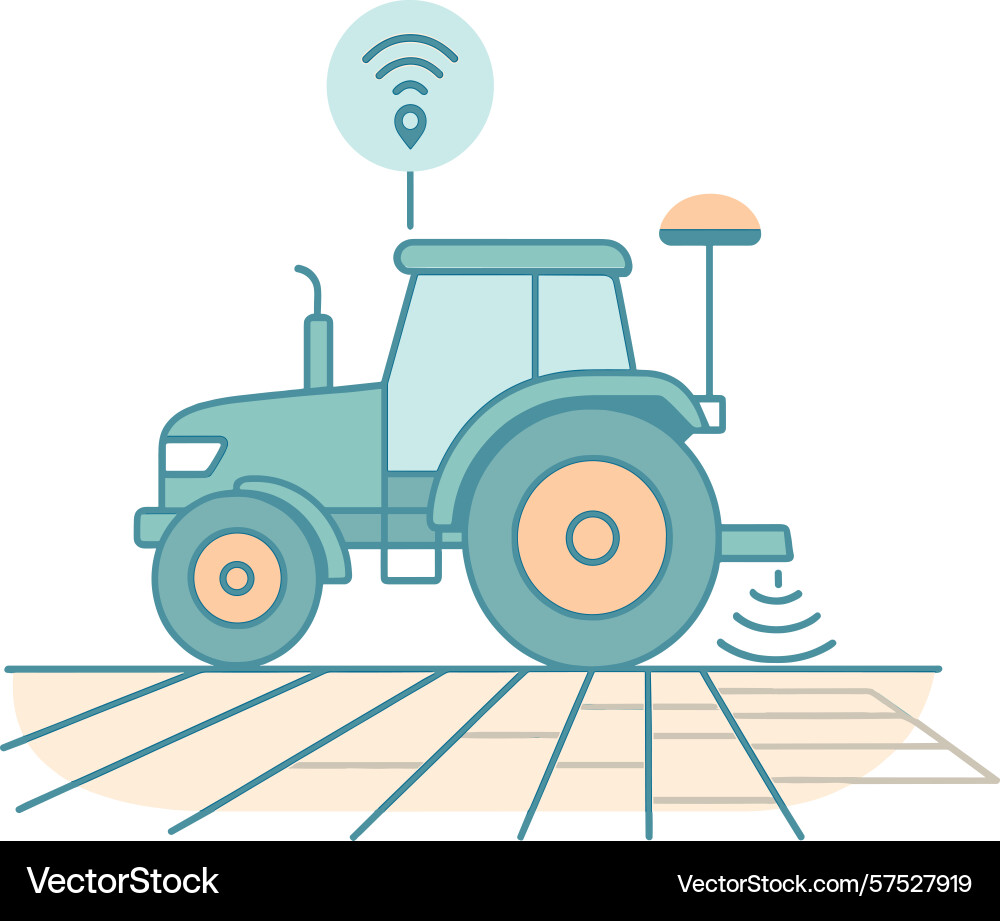 Tractor using advanced technology for precision Tractor using advanced technology for precision Vector Image