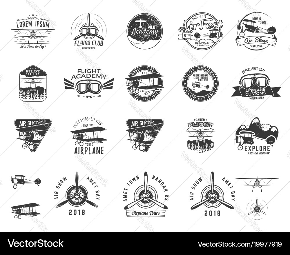 Vintage Airplane Stamps & Labels vector image