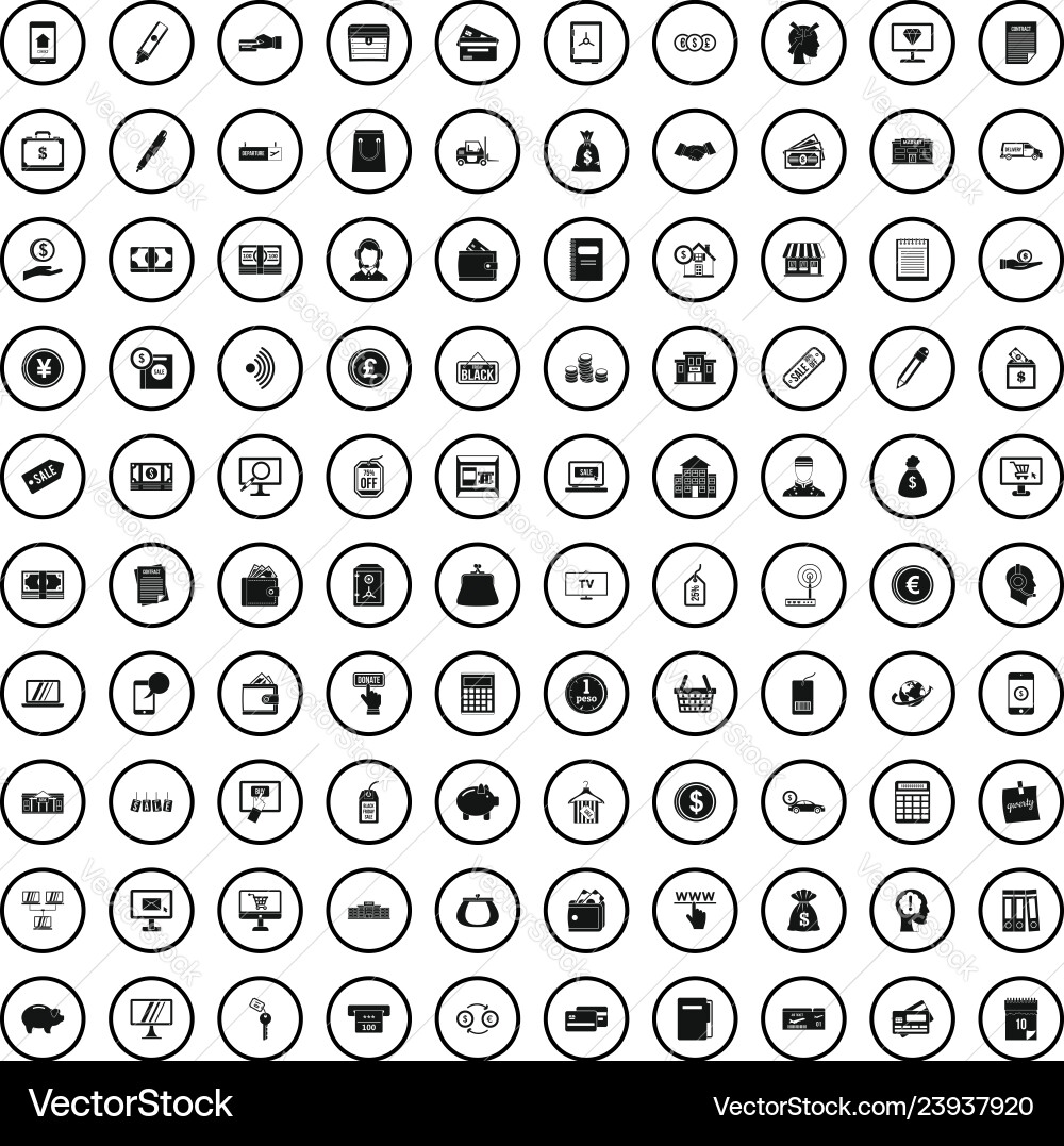 100 contribution icons set simple style 100 contribution icons set simple style vector image