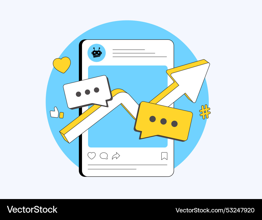 Ai tools automating social media content creation Ai tools automating social media content creation vector image