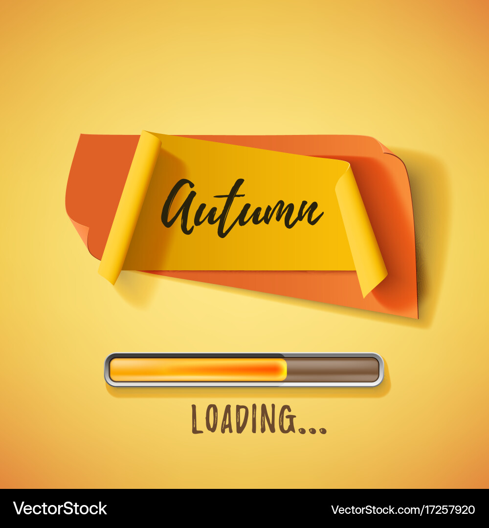 Autumn abstract paper banner with loading bar vector image
