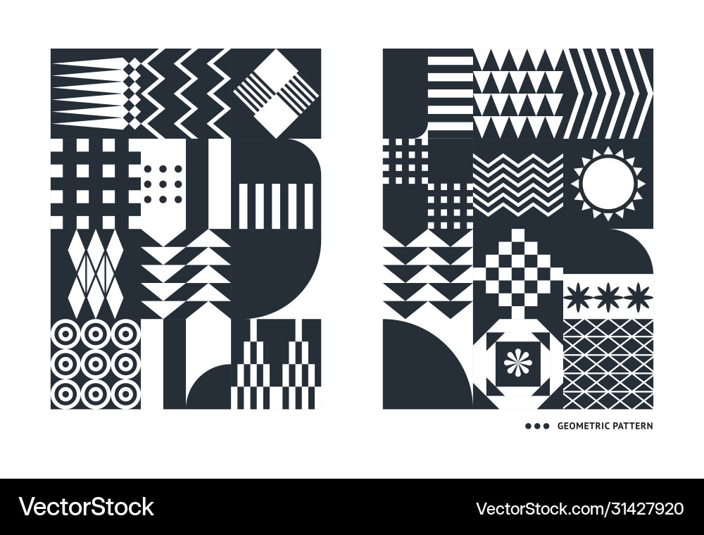 Black and white geometric patterns Royalty Free Vector Image
