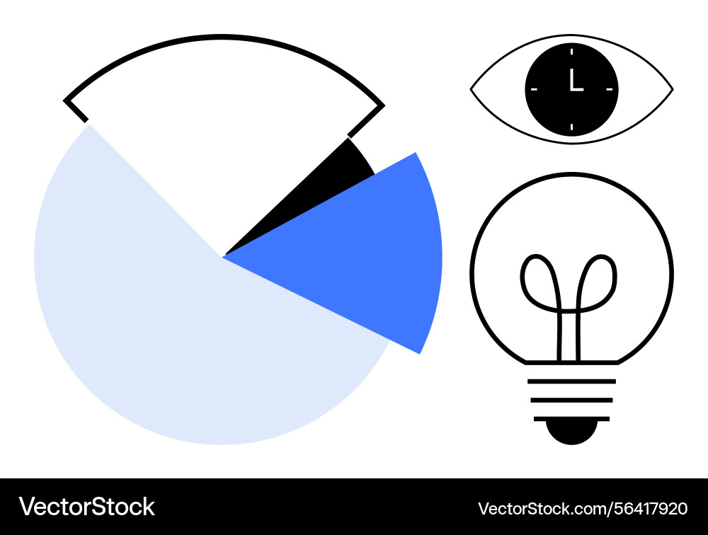 Data analytics concept with pie chart light bulb Data analytics concept with pie chart light bulb vector image