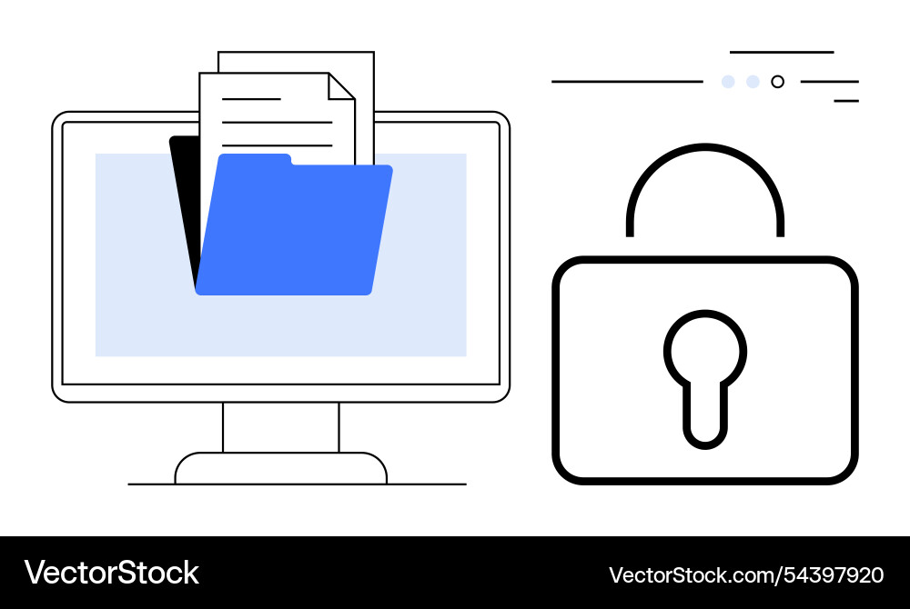 Digital security concept with computer screen Digital security concept with computer screen Vector Image