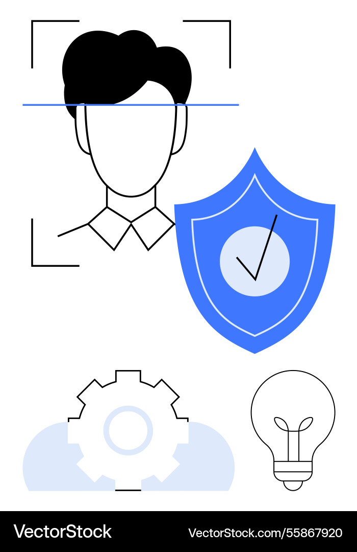 Identity verification with shield security face Identity verification with shield security face vector image