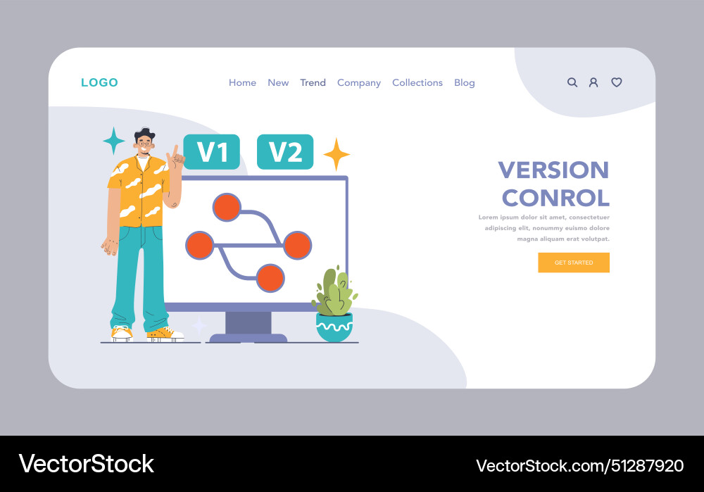 Version control web or landing trendy developer Vector Image