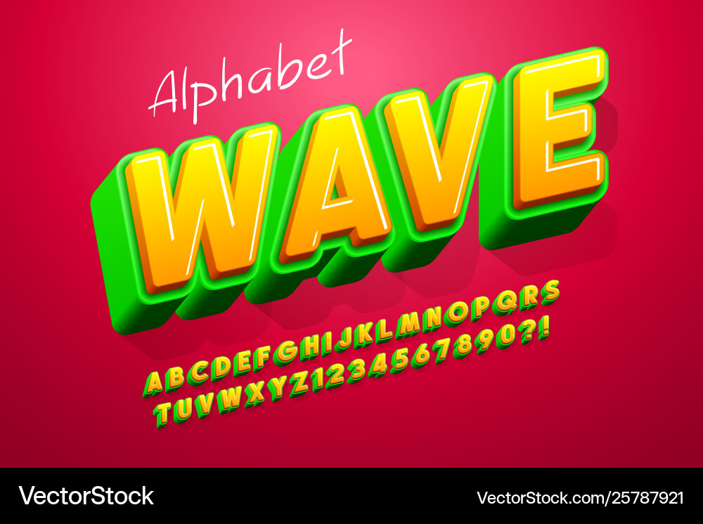 3D Alphabet Display Font - Vibrant & Bold vector image