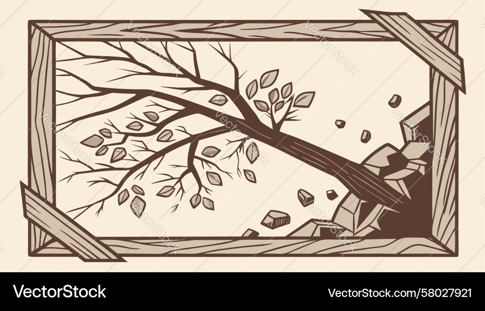 Autumn Branch in Frame - Cycle of Change Vector Image
