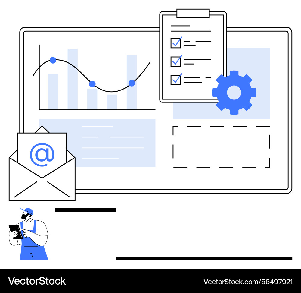 Business workflow visualization with graph vector image