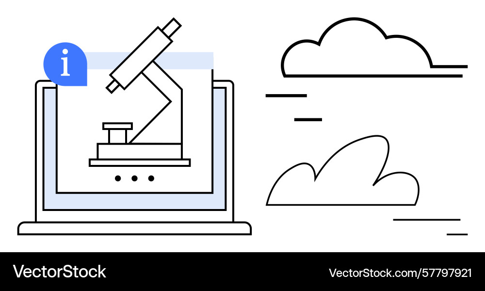 Digital microscope display on laptop with cloud Digital microscope display on laptop with cloud vector image