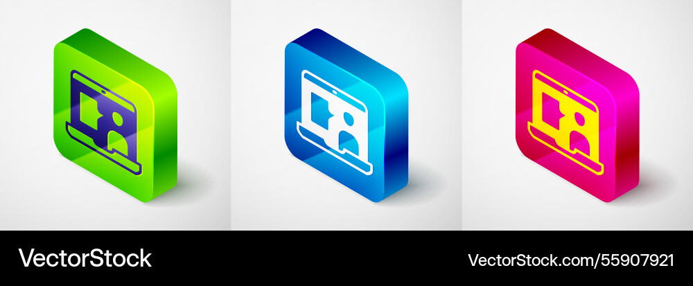 Isometric e-learning of different foreign Isometric e-learning of different foreign vector image