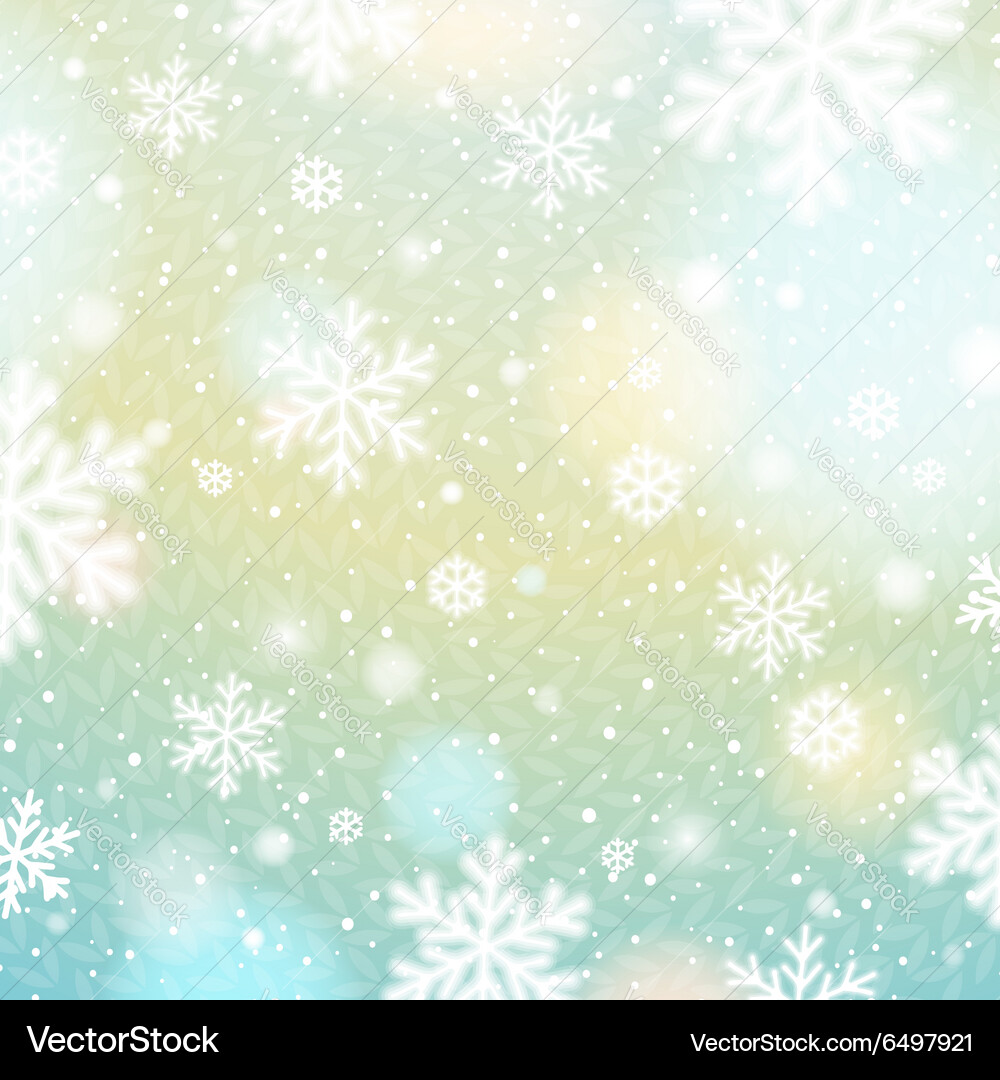 Light background with bokeh and blurred snowflakes Vector Image
