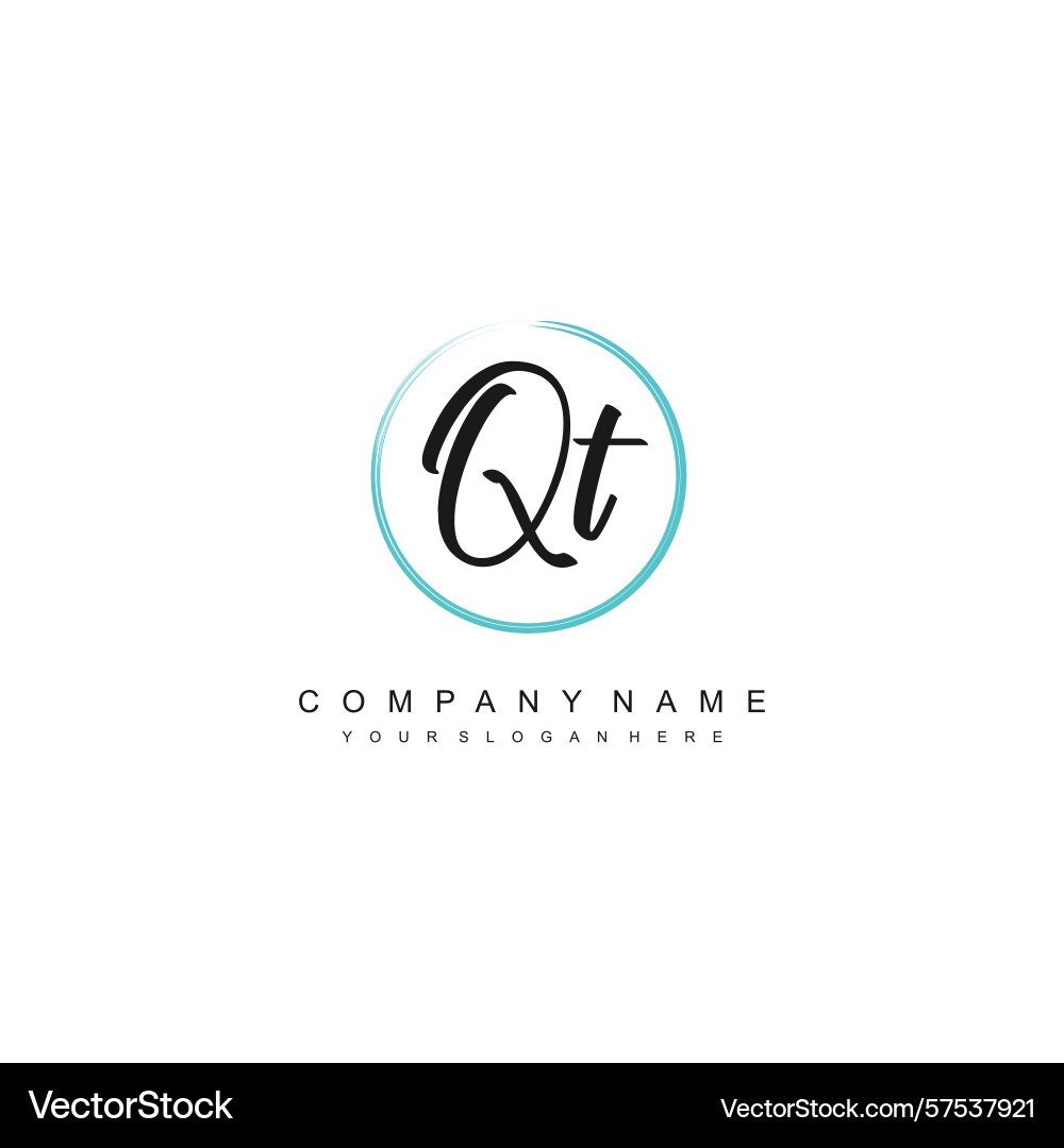 Minimal signature logo design with qt initials Vector Image
