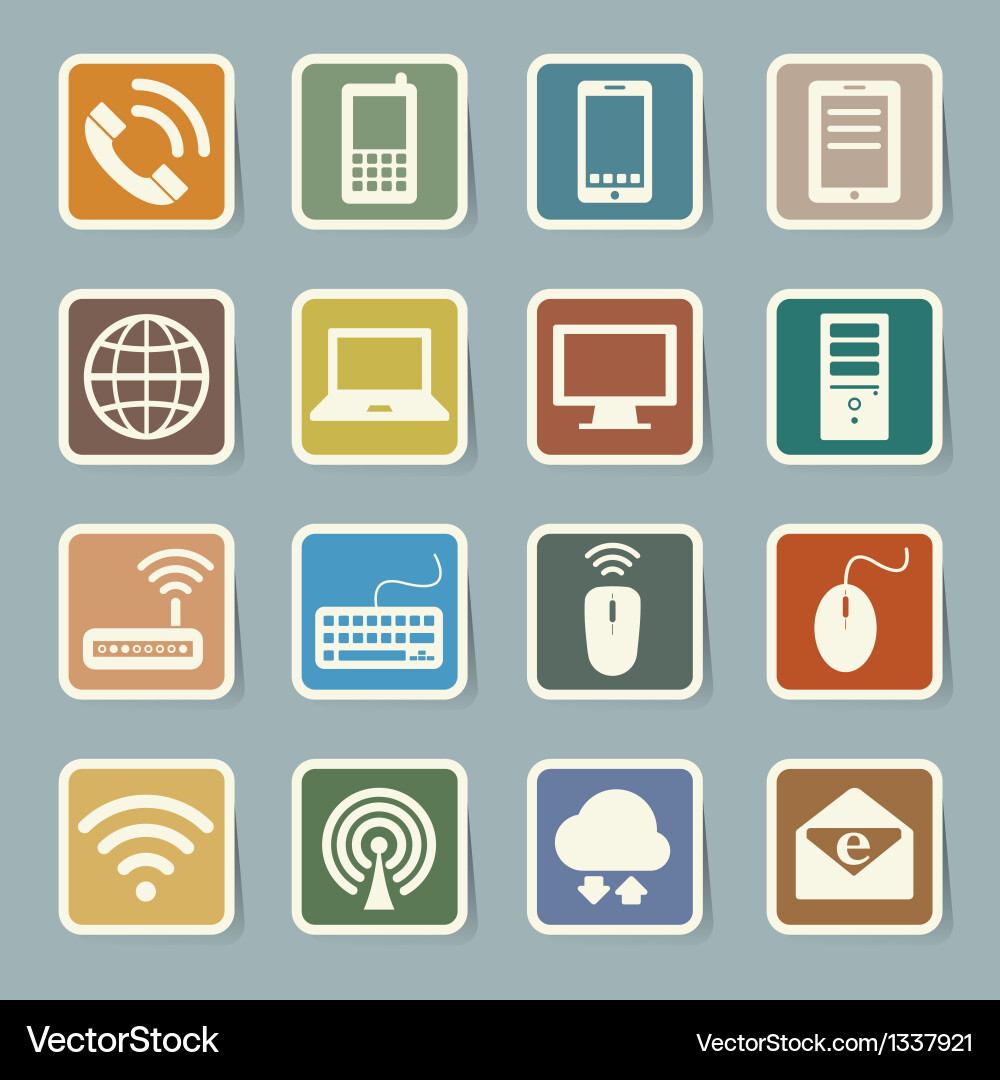 Mobile & Computer Network Icons vector image