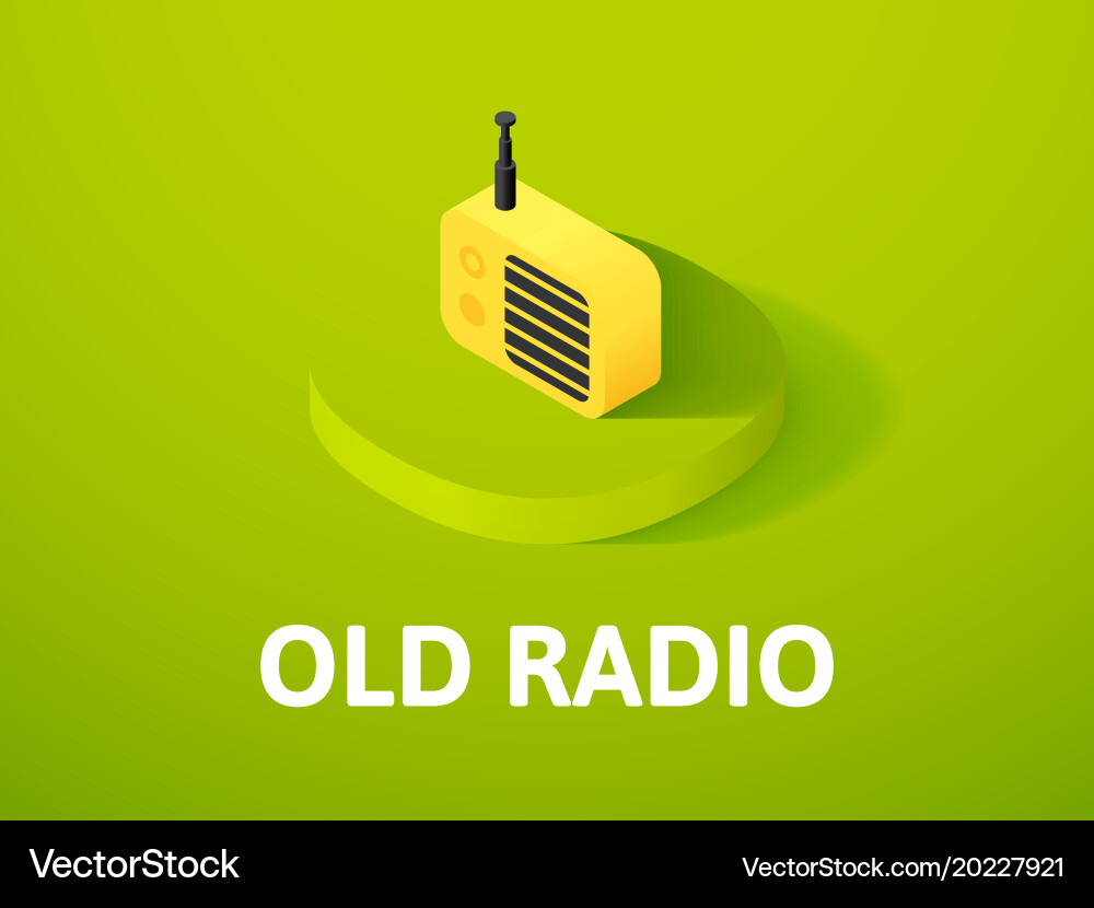 Old radio isometric icon isolated on color vector image