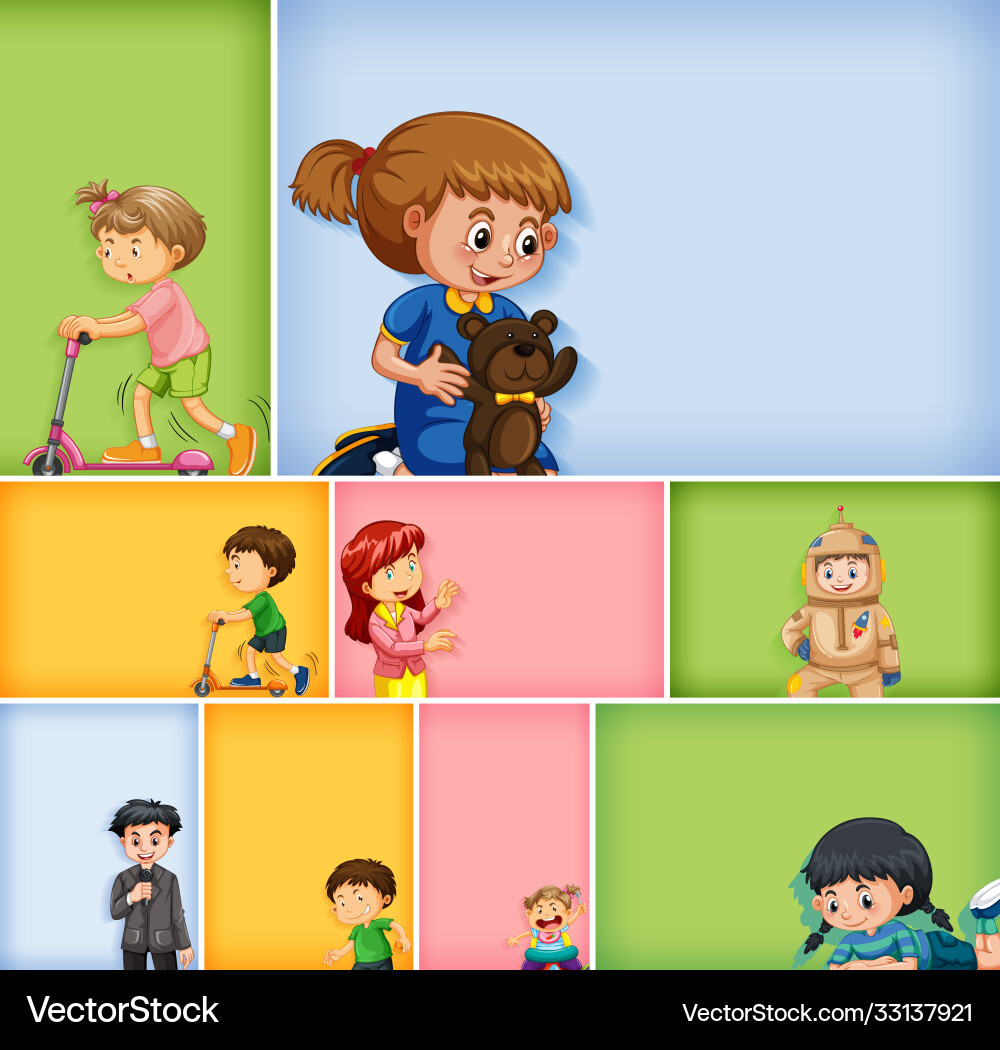 Set different kid characters vector image