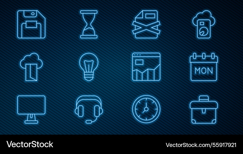 Set line briefcase calendar delete file document Set line briefcase calendar delete file document vector image