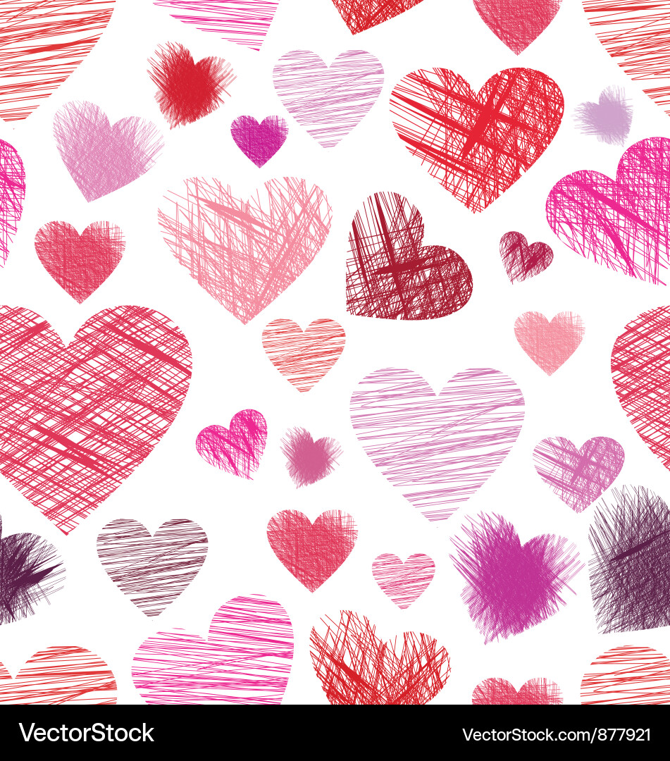 Sketchy Heart Seamless Pattern Vector Image