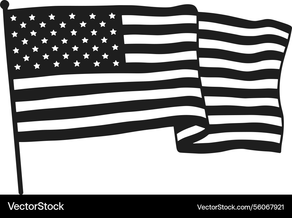 Waving usa flag silhouette patriotic memorial day Waving usa flag silhouette patriotic memorial day vector image