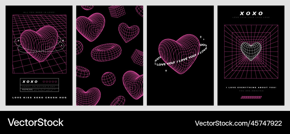 Geometry wireframe shape grid and 3d heart Geometry wireframe shape grid and 3d heart vector image