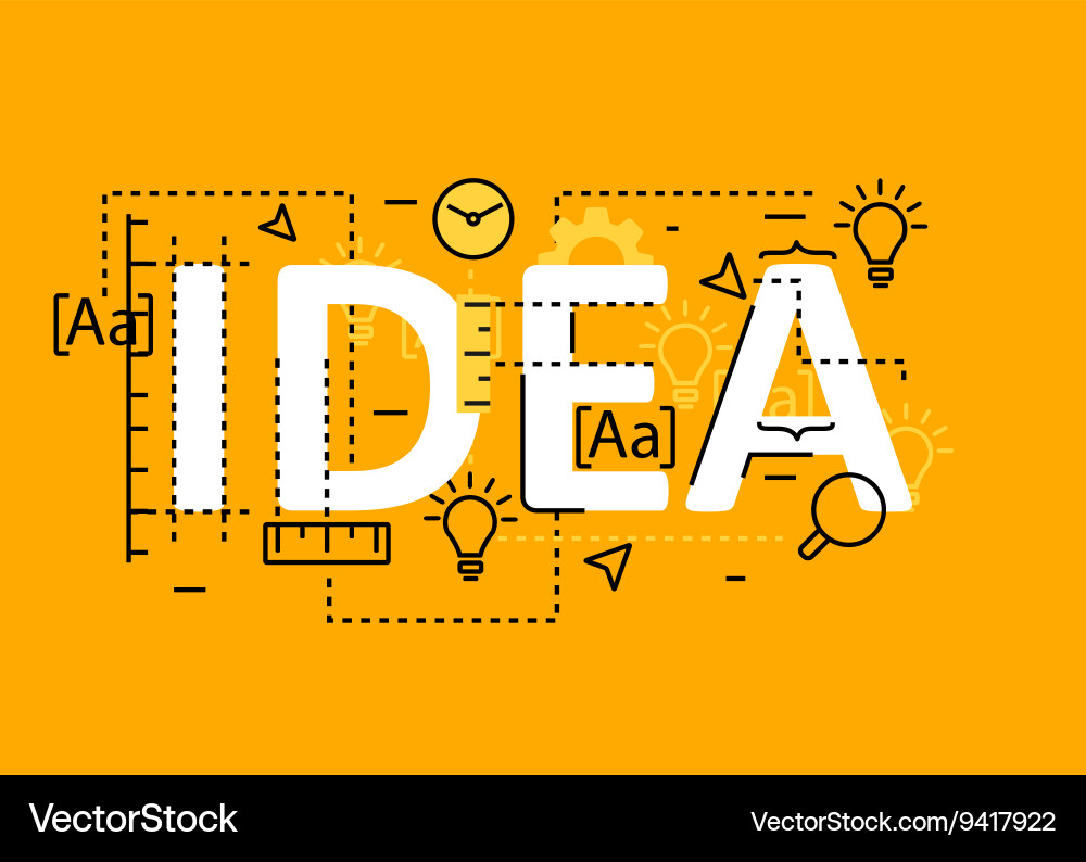 Idea concept flat line design with icons vector image