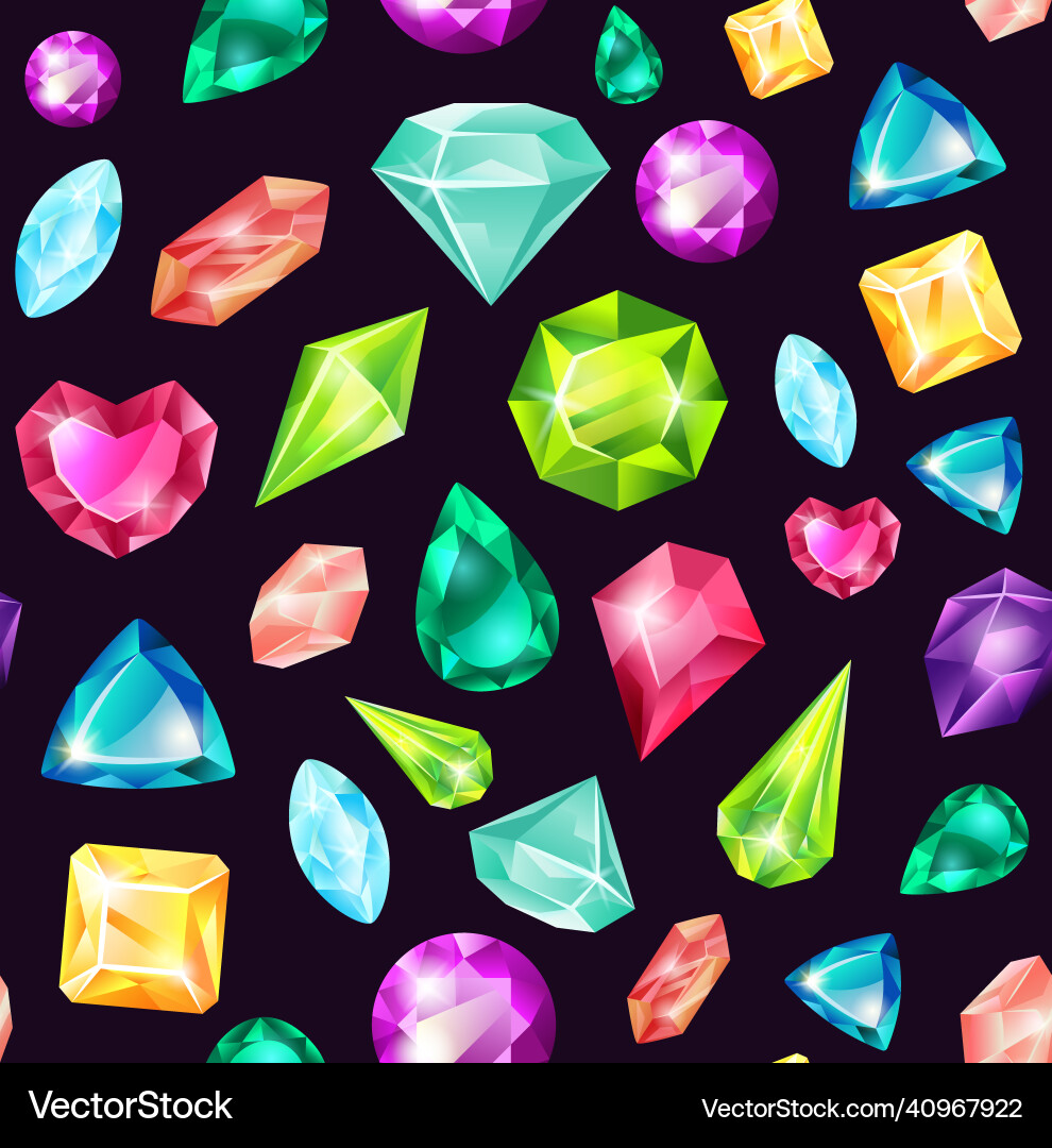 Magic Crystals & Gemstones Pattern Royalty Free Vector