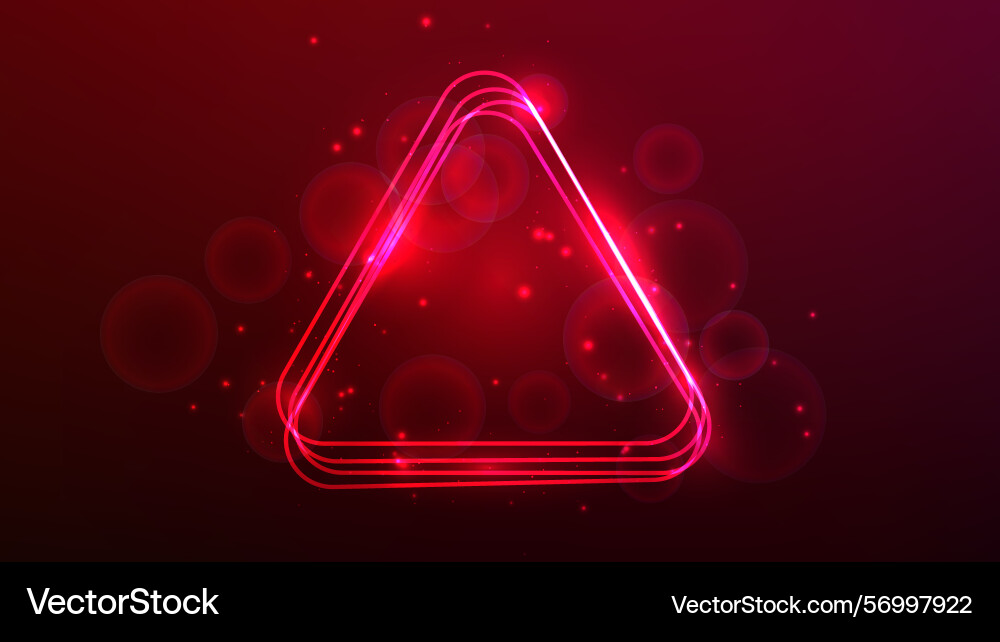 Neon rounded triangle frame with shining effects Neon rounded triangle frame with shining effects vector image