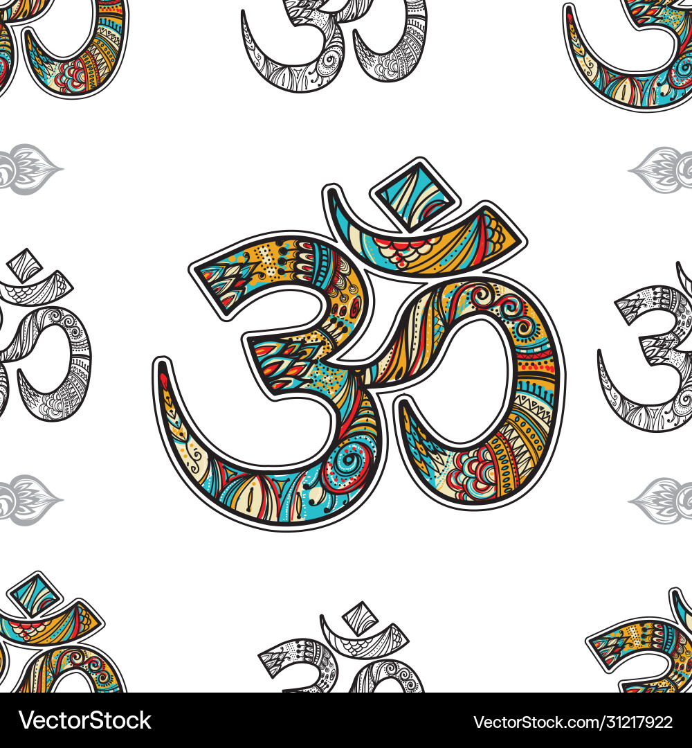 Om symbol seamless pattern background Om symbol seamless pattern background vector image