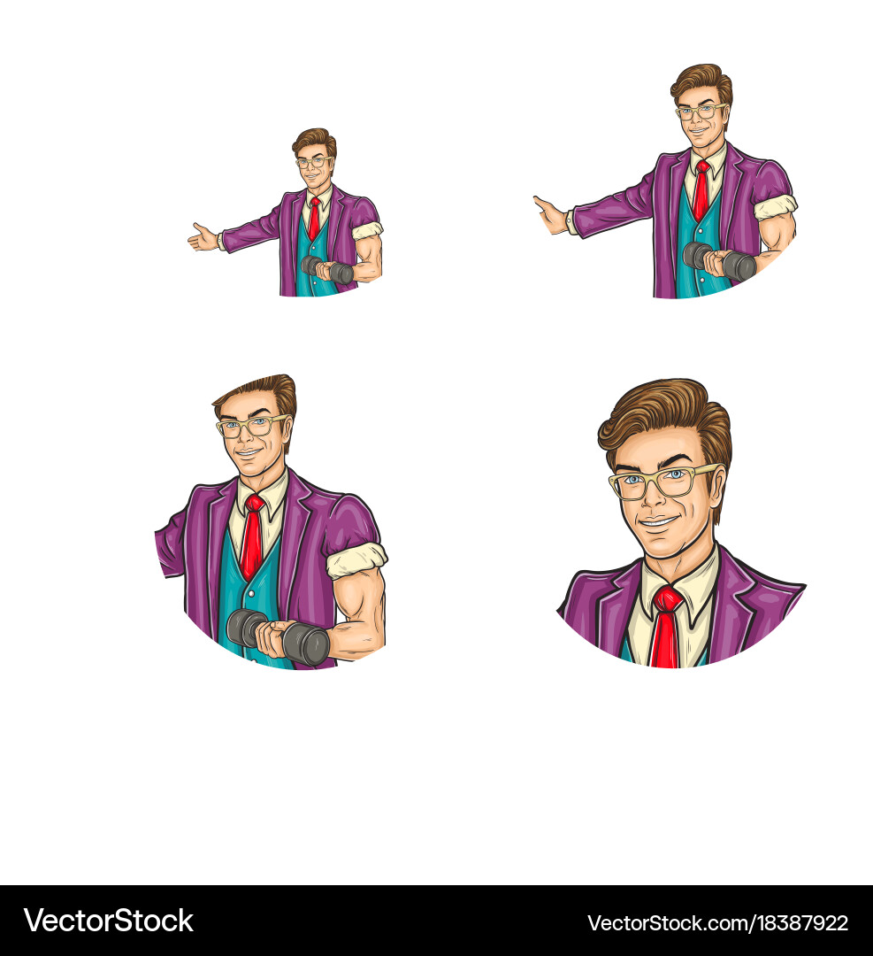 Set of pop art round avatar icon for users vector image