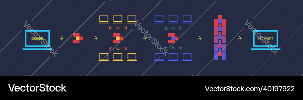 Simplified blockchain transaction scheme Simplified blockchain transaction scheme vector image