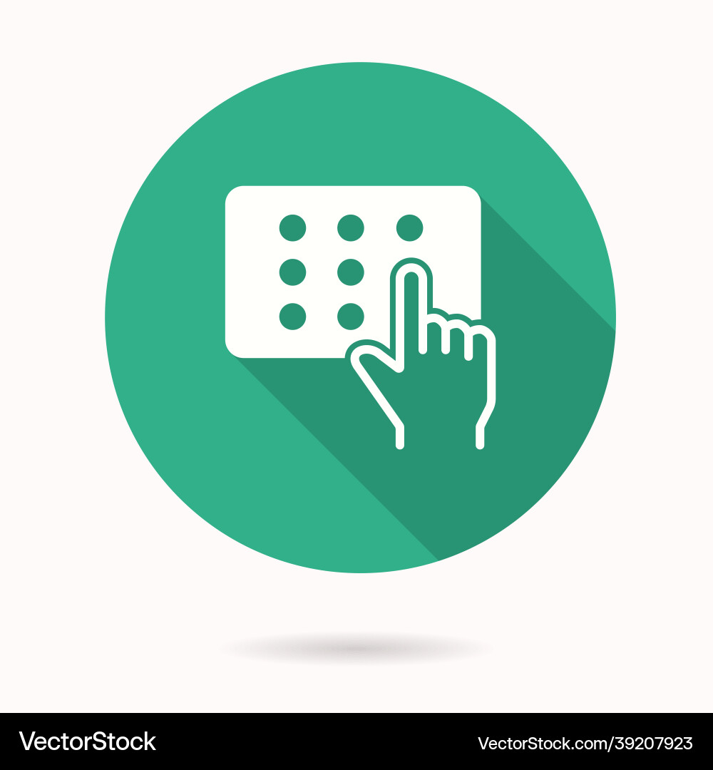 Access control icon with long shadow for graphic vector image