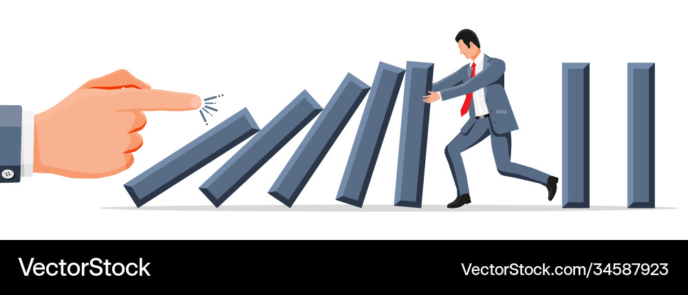 Businessman Stopping Dominoes Vector Image