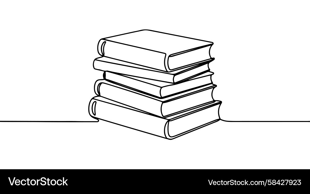 Continuous Line Book Stack Vector Image