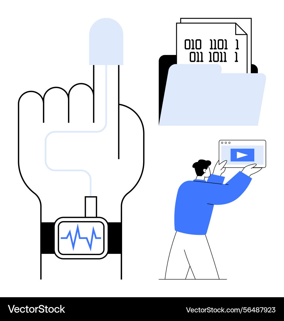 Digital data management with fingerprint biometric Digital data management with fingerprint biometric vector image