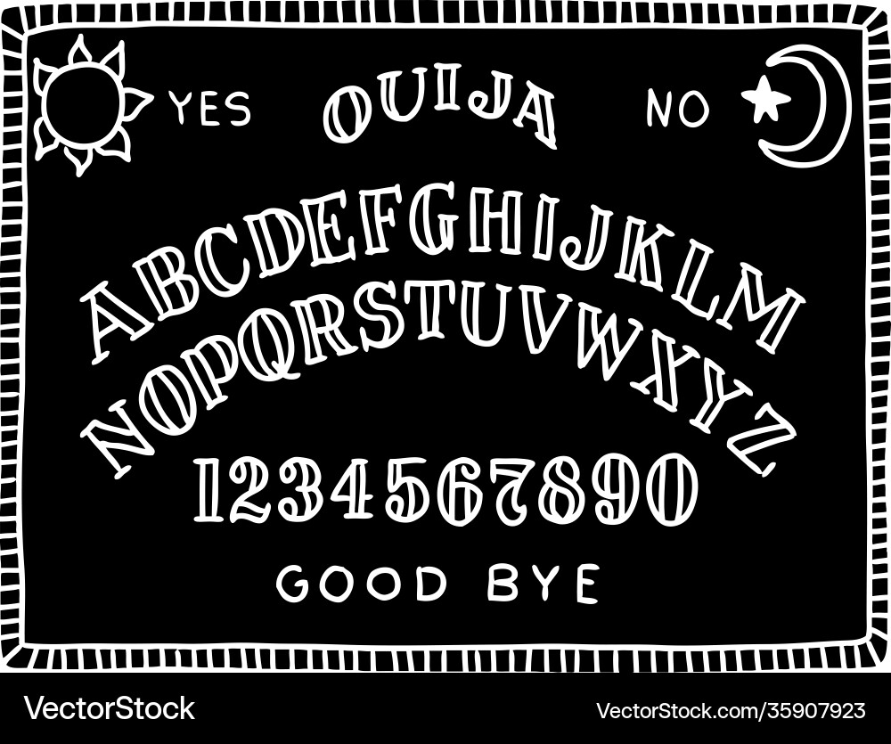Hand draw black ouija board with moon Hand draw black ouija board with moon vector image