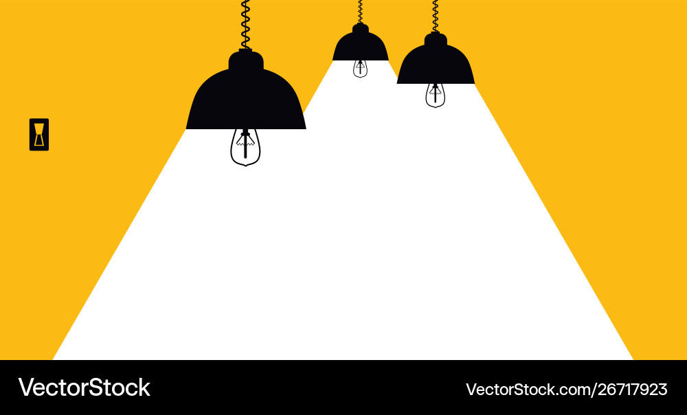 Lighting lamp with white rays on a yellow Vector Image