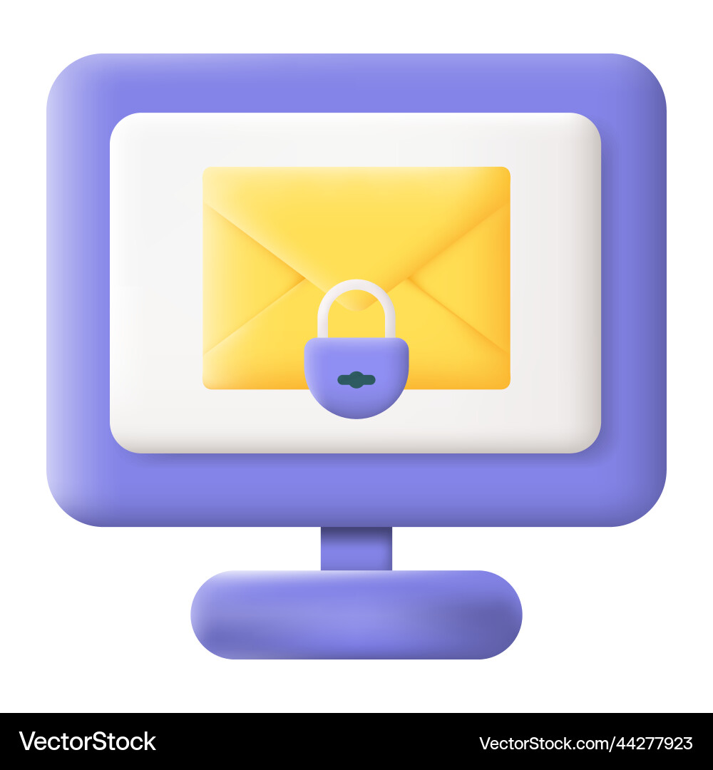 New encrypted email on computer screen isolated vector image
