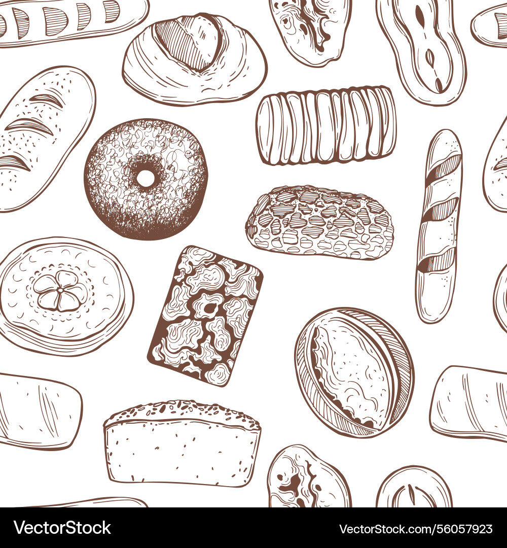 Sketch bread pattern Sketch bread pattern Vector Image