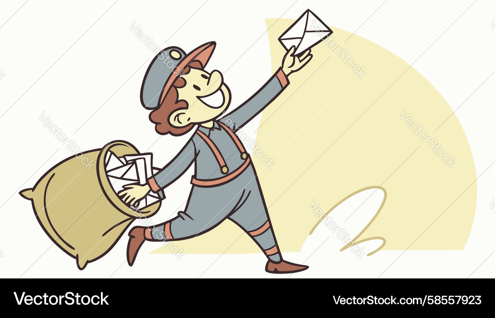 Smiling Postman with Mail Bag Vector Image