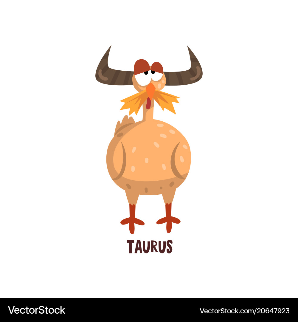 Taurus zodiac sign funny chick character Taurus zodiac sign funny chick character vector image